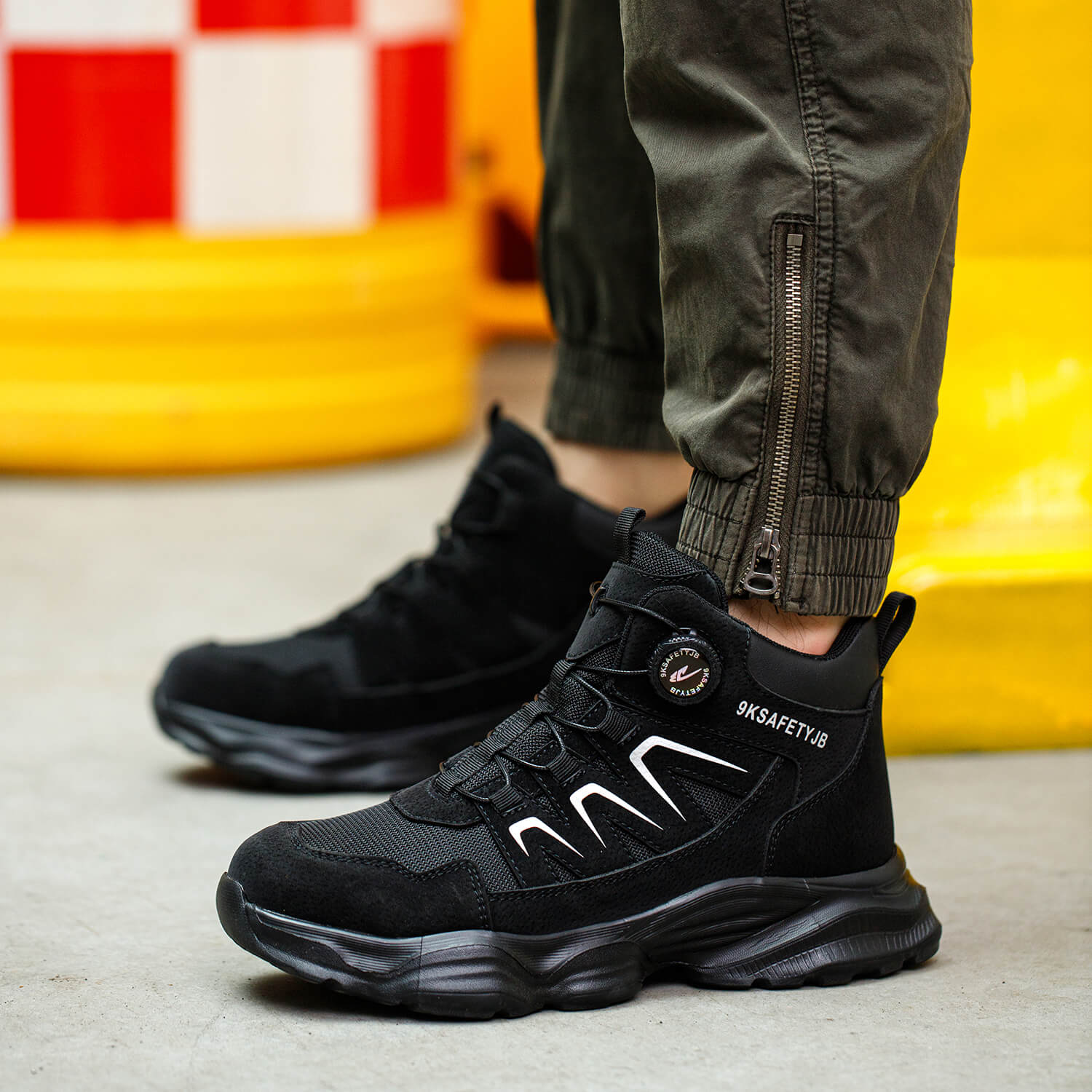 QD Steel Toe Knob-Lacing Lightweight Work Boots