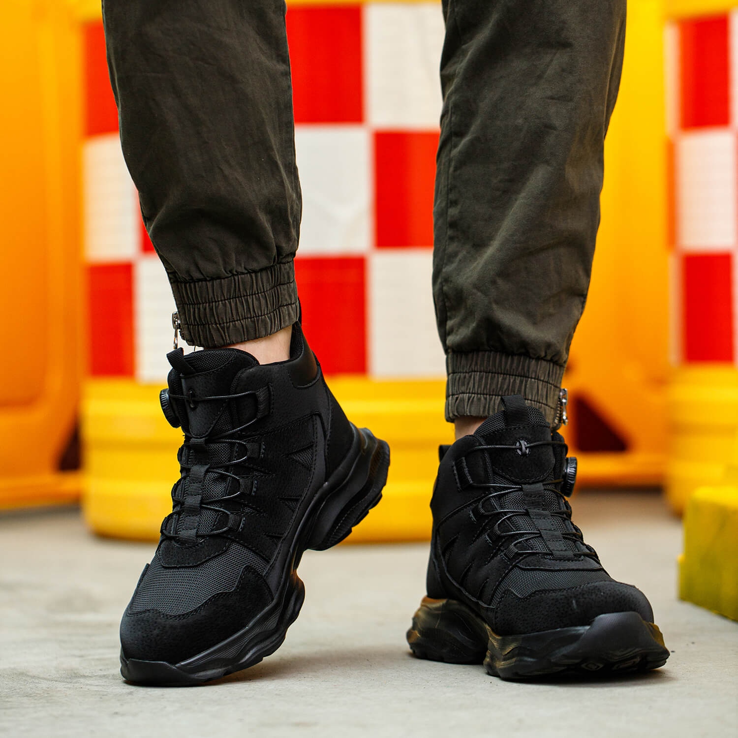 QD Steel Toe Knob-Lacing Lightweight Work Boots