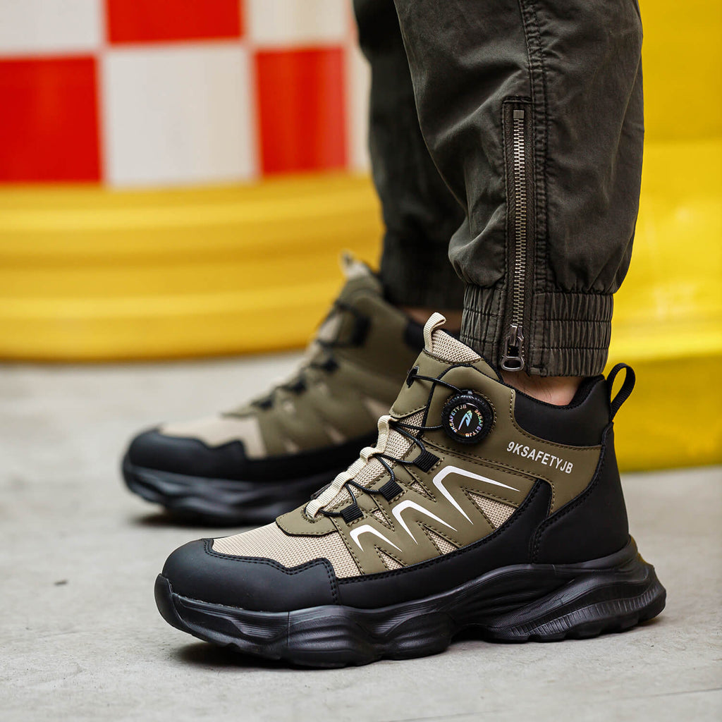 QD Steel Toe Knob-Lacing Lightweight Work Boots