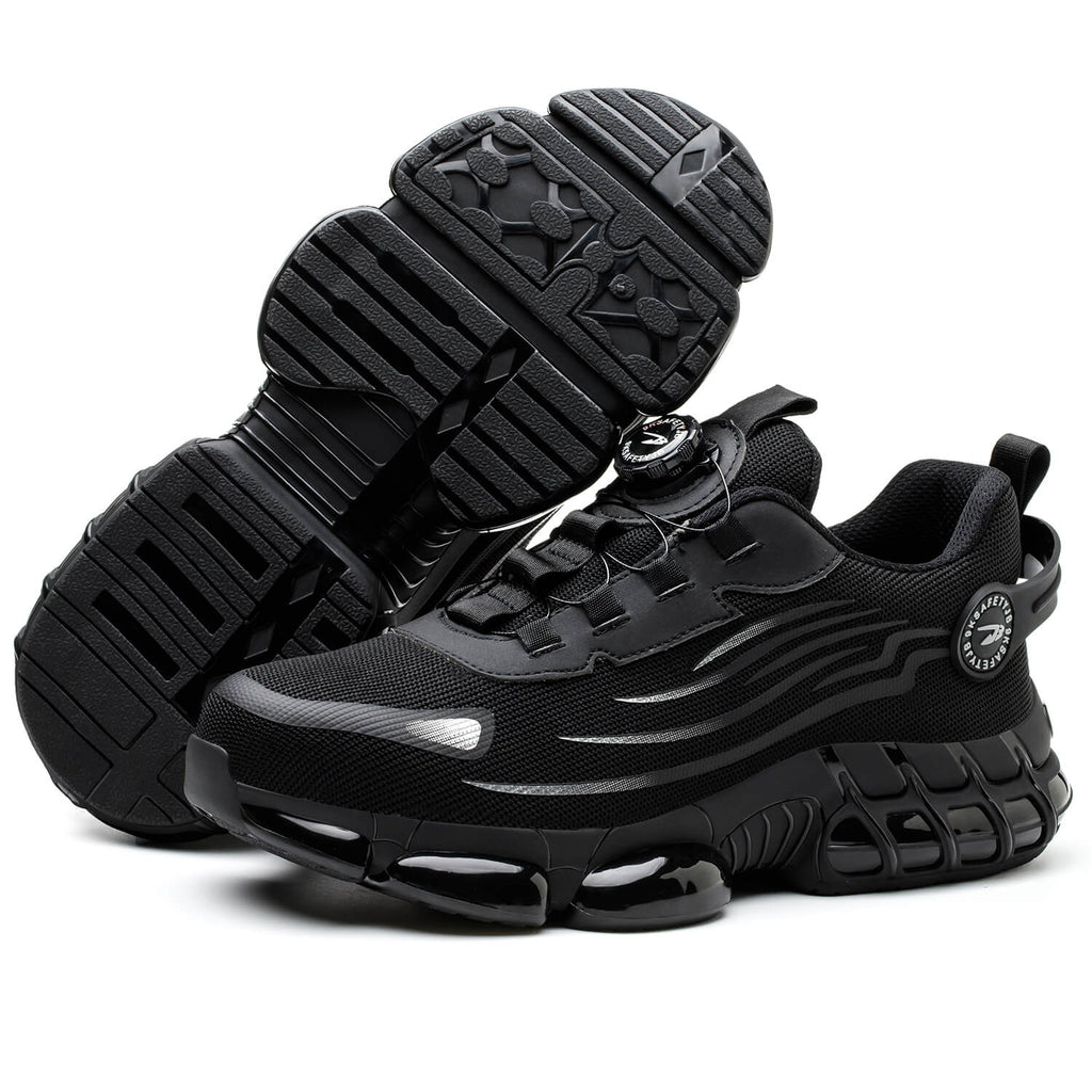 QD Steel Toe Knob Lacing Work Sneakers