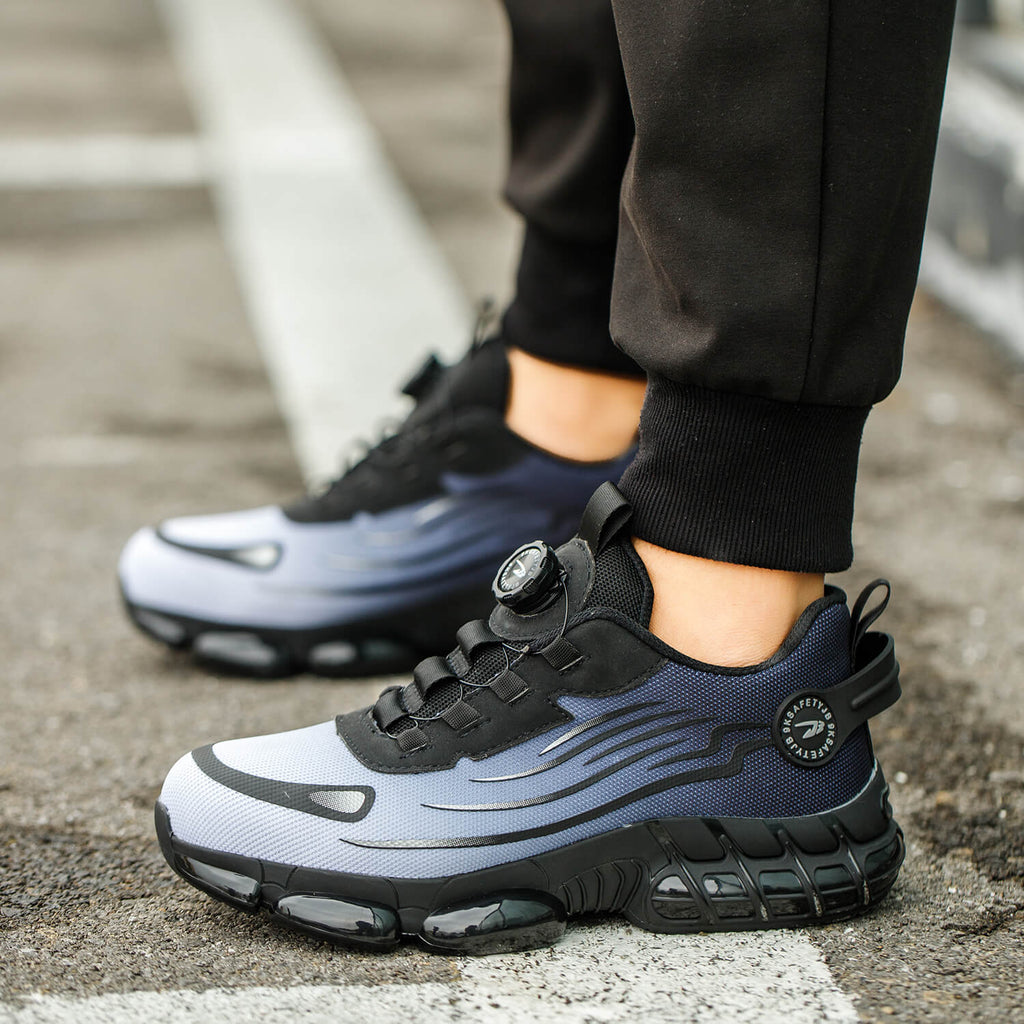 QD Steel Toe Knob Lacing Work Sneakers