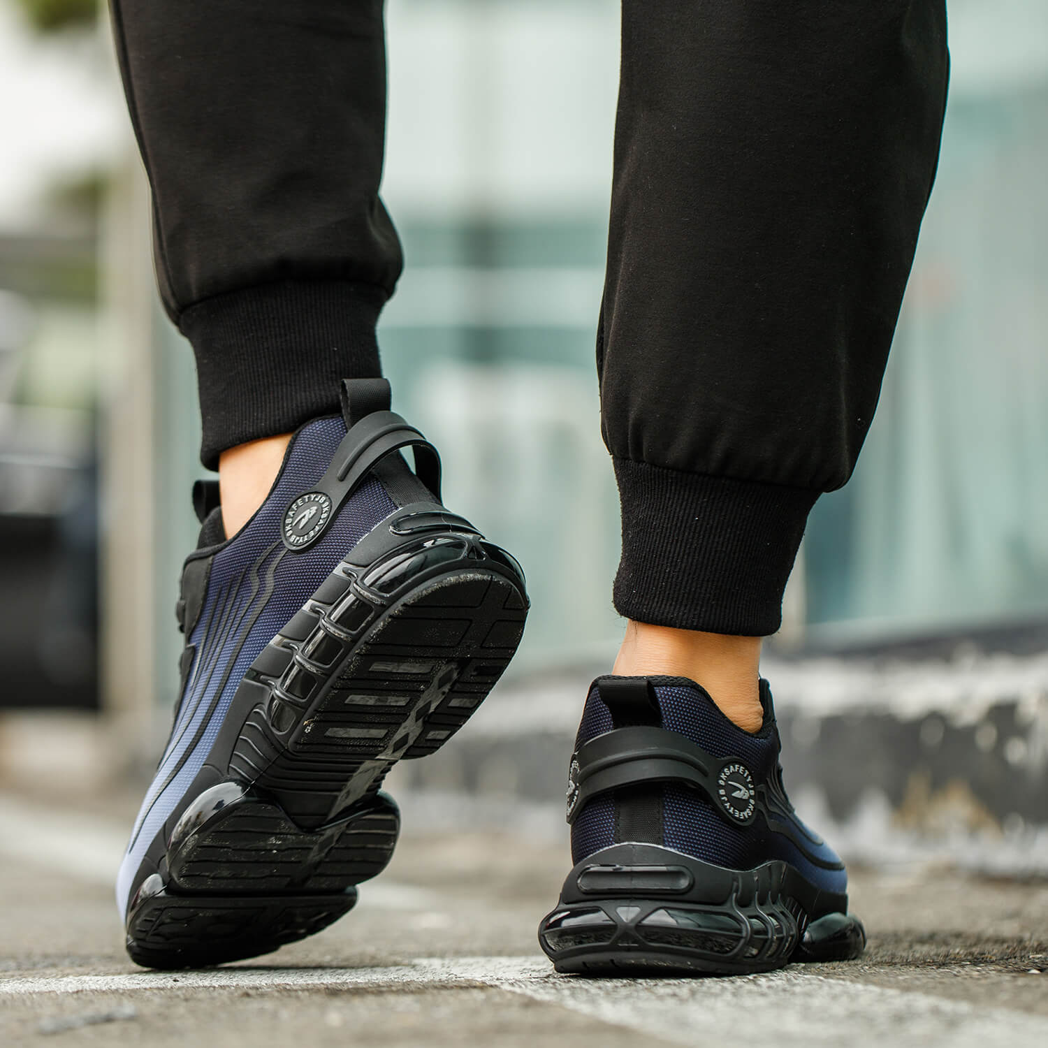 QD Steel Toe Knob Lacing Work Sneakers