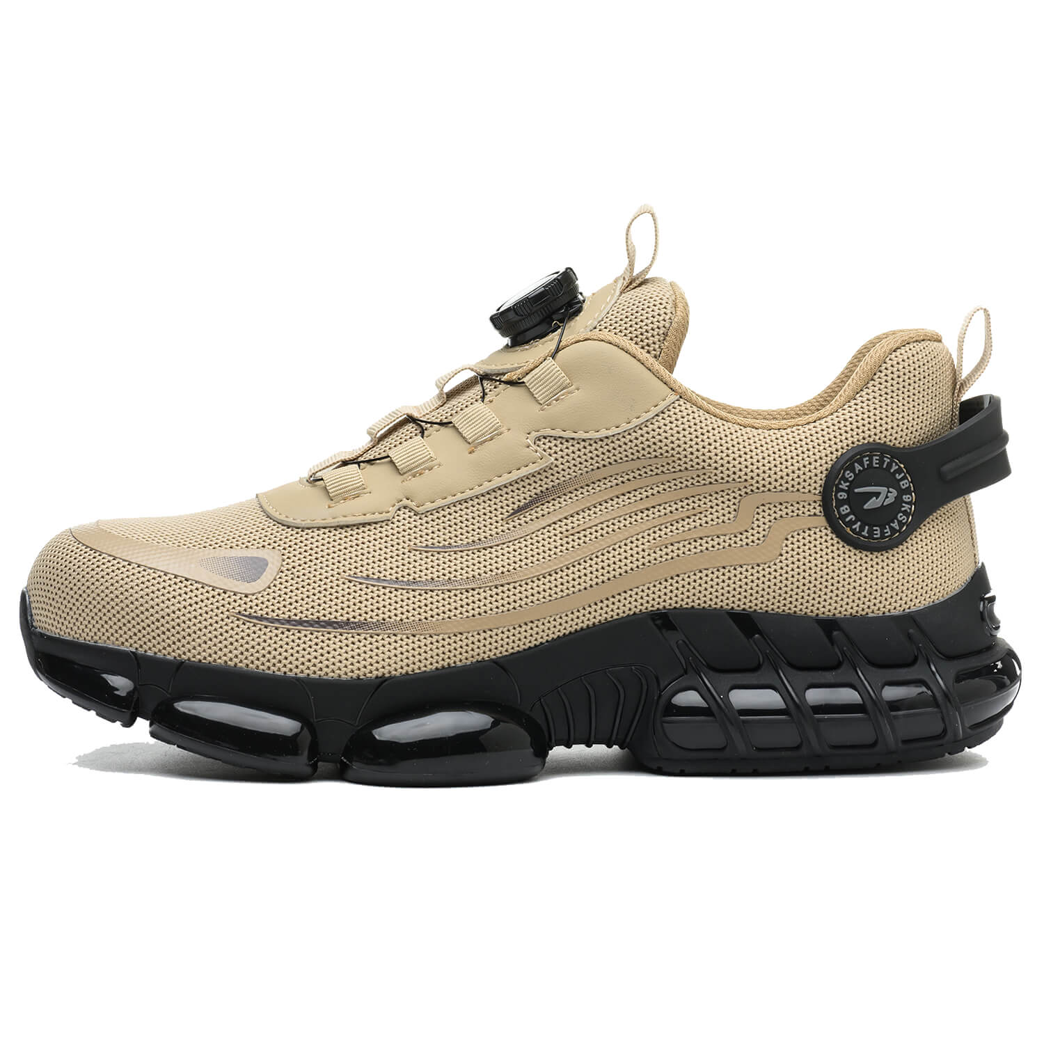 QD Steel Toe Knob Lacing Work Sneakers