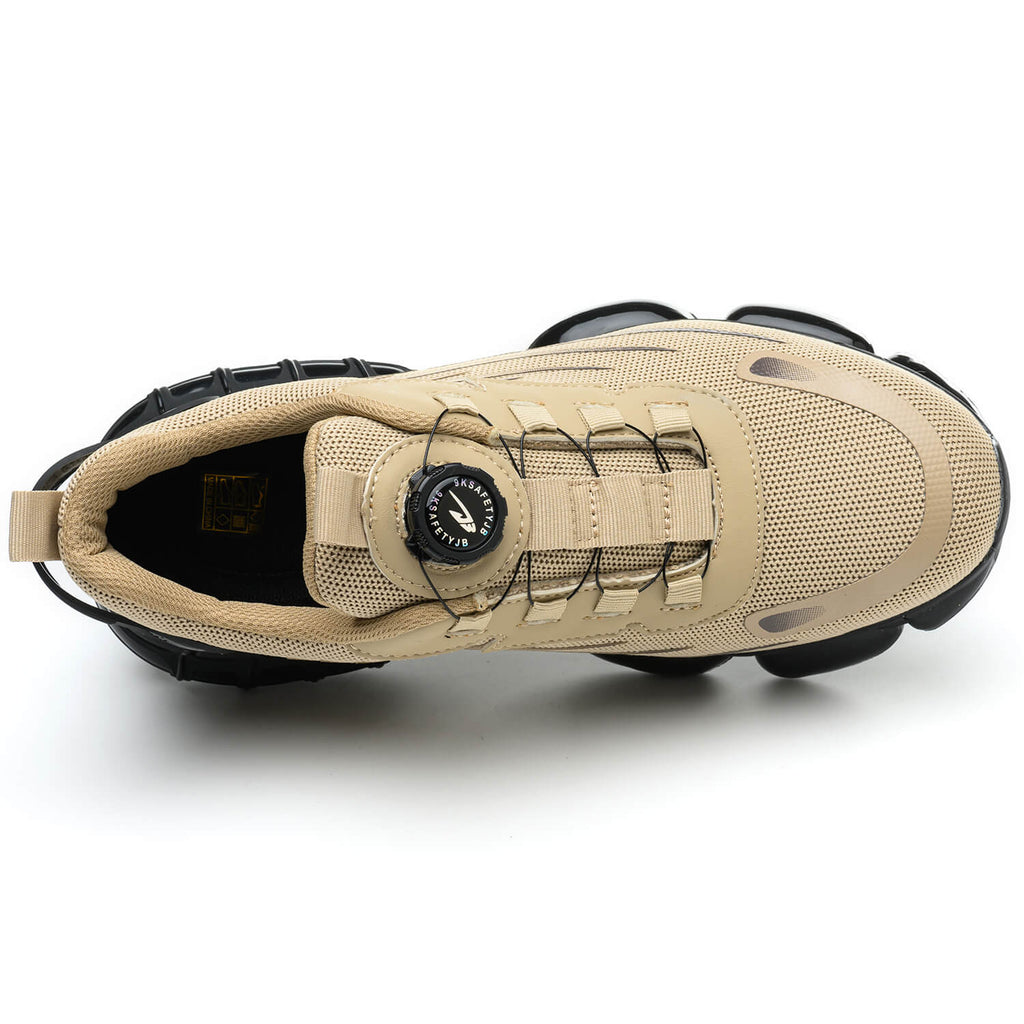 QD Steel Toe Knob Lacing Work Sneakers