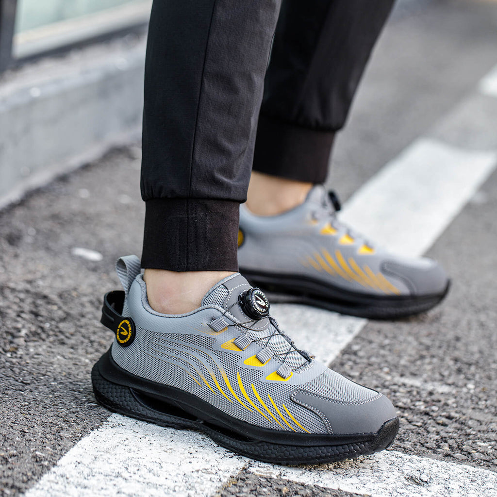 QD Knob Lacing Steel Toe Work Sneakers