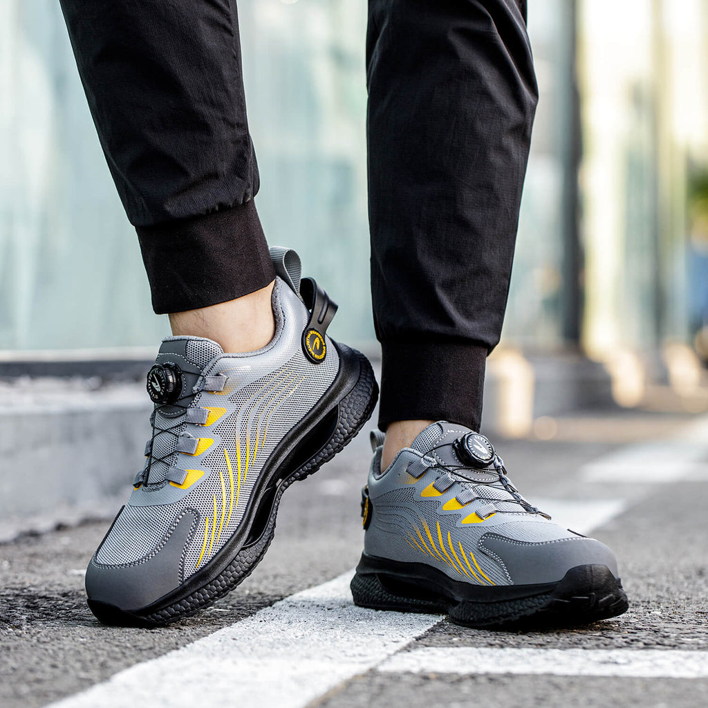 QD Knob Lacing Steel Toe Work Sneakers