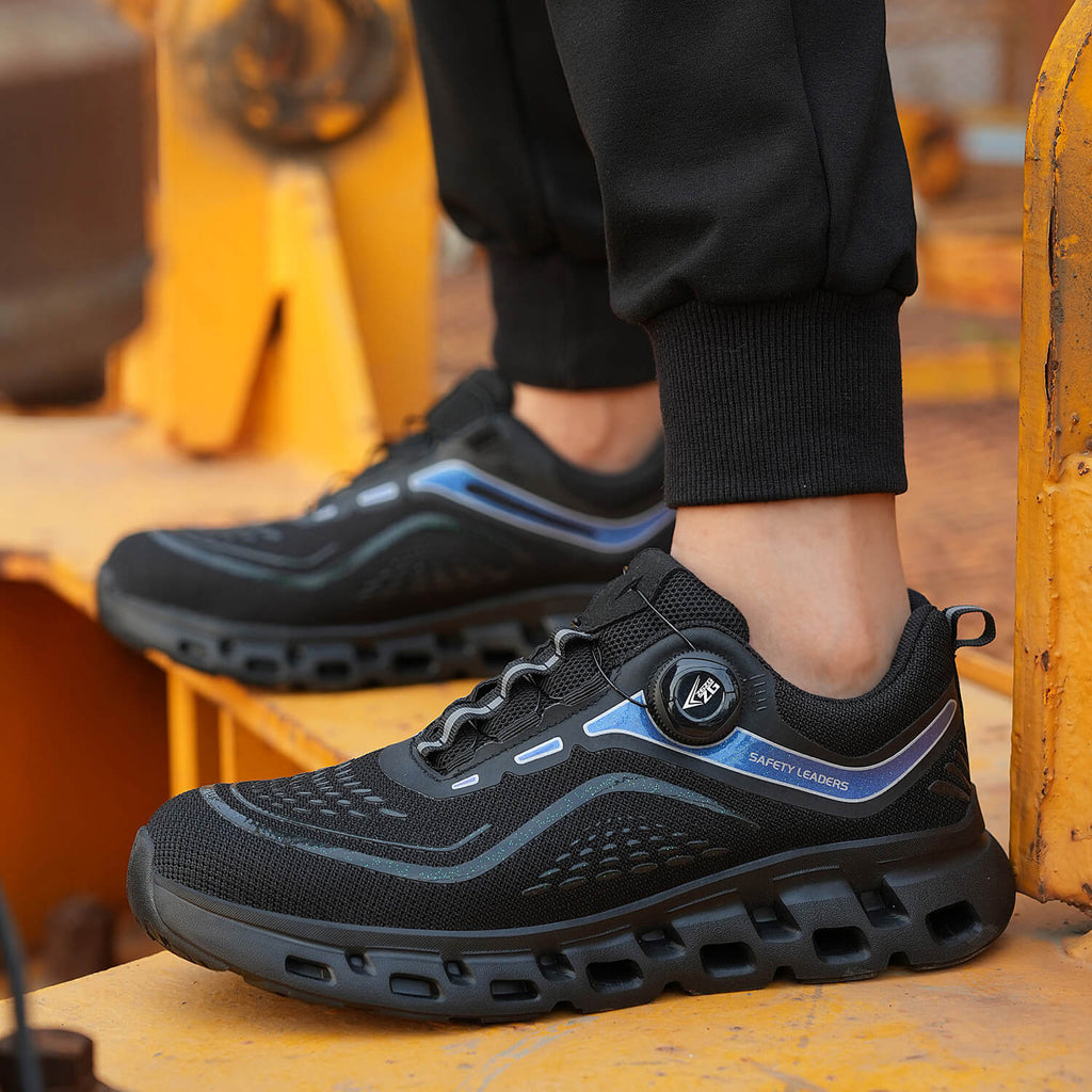 QD Knob Lacing Stylish Steel Toe Work Sneakers