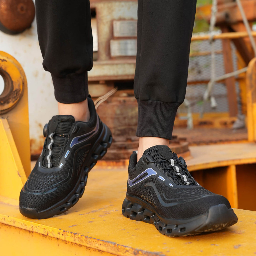 QD Knob Lacing Stylish Steel Toe Work Sneakers