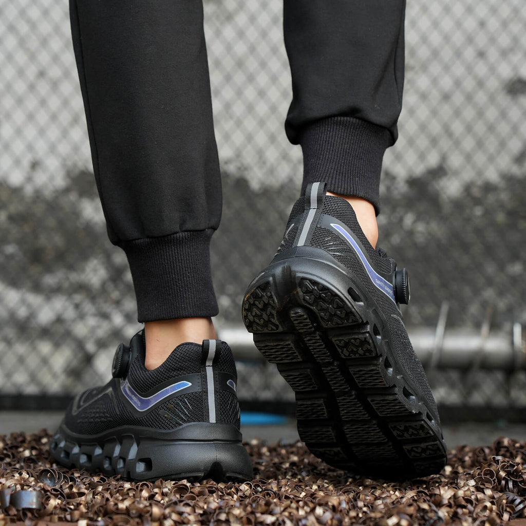 QD Knob Lacing Stylish Steel Toe Work Sneakers