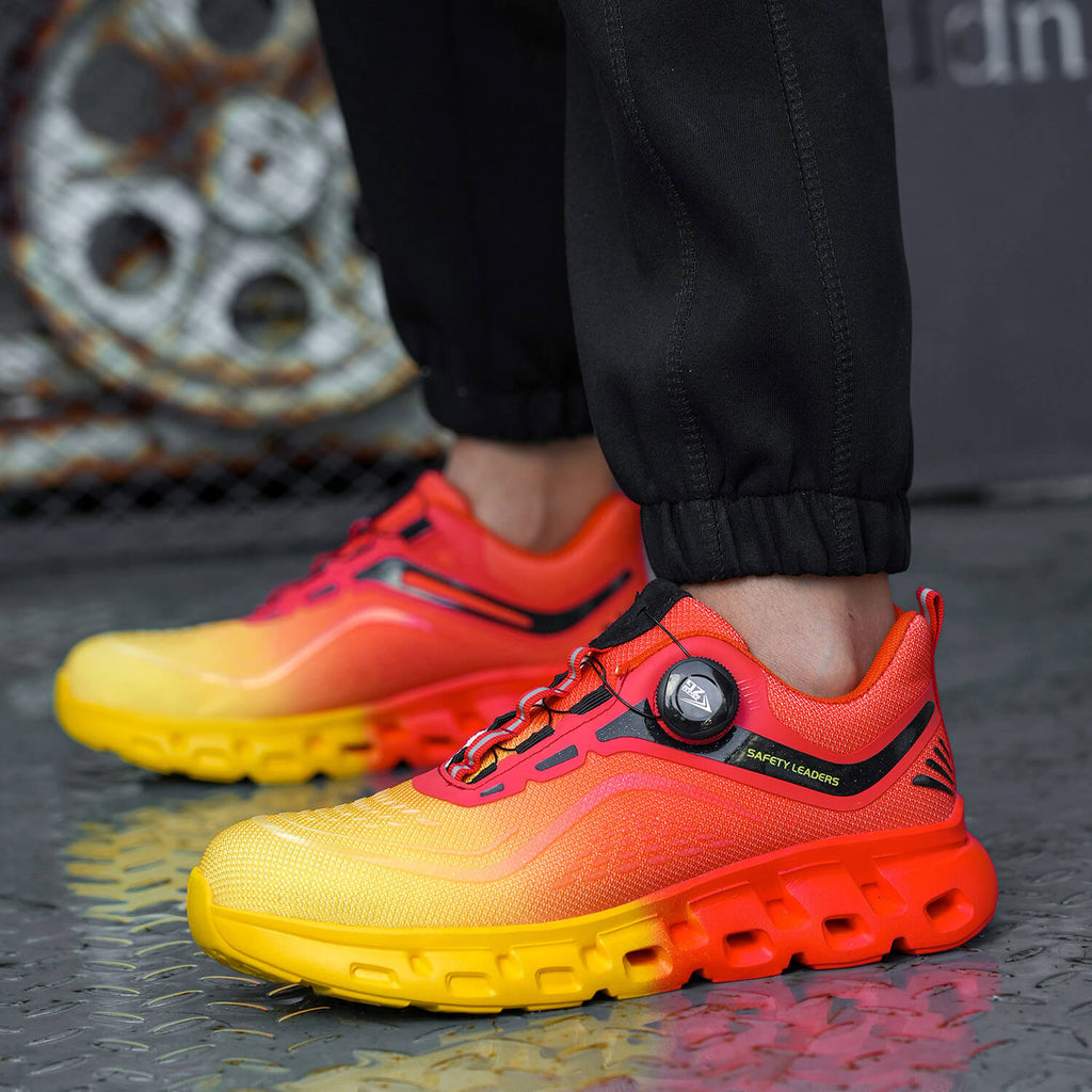 QD Knob Lacing Stylish Steel Toe Work Sneakers