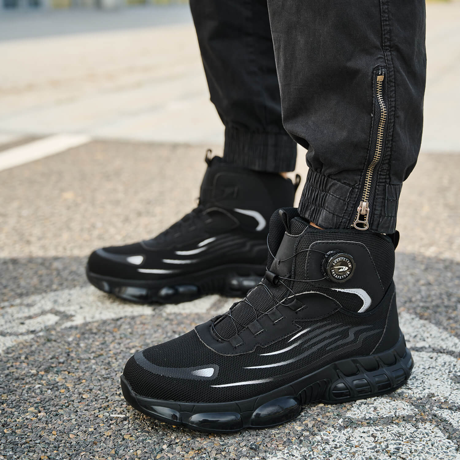 QD Steel Toe Knob-Lacing Work Safety Boots