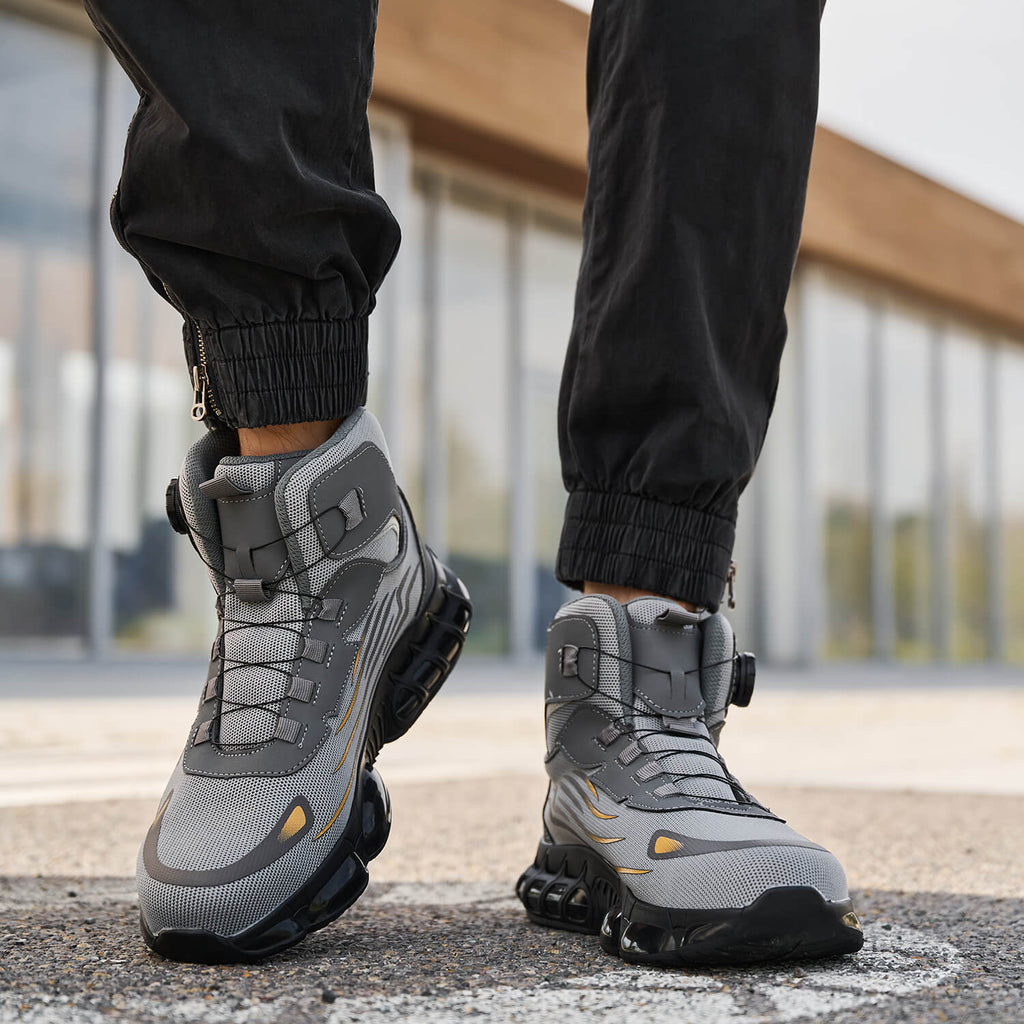 QD Steel Toe Knob-Lacing Work Safety Boots