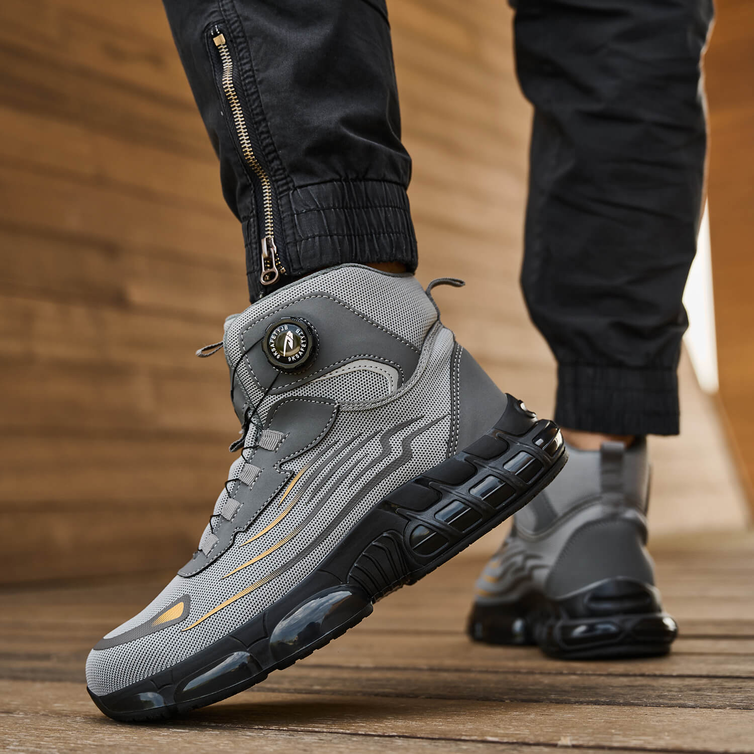 QD Steel Toe Knob-Lacing Work Safety Boots